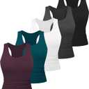Dalavch 5 Pack Women's Workout Racerback Tank Tops Spandex Yoga Athletic Running Gym Sports Crop Tops for Women (XXL)