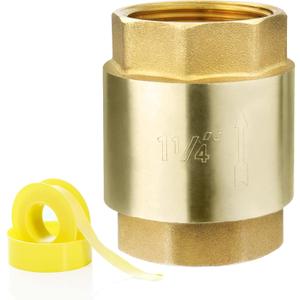 1 1/4-Inch Check Valve,Female NPT,No-Lead Brass,Female Pipe Thread Compatible with Most Pumps,Silent Check Valve,Prevents Backflow in Well or Irrigation Systems