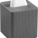 PU Leather Tissue Box Cover Square Tissue Box Holder with Magnetic Closure (Slate Grey)