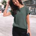 AUTOMET Womens Short Sleeve Tops Fall Shirts 2026 Lightweight Sweater (Green)