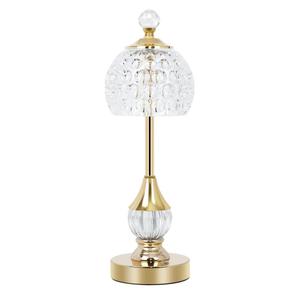 FRIDEKO 1 Pack Table Lamps Cordless, Rechargeable Battery Operated Bed Side Lamp, Touch Control 3 Colors Temperature Gold Lamp for Night Stands, Stepless Dimming LED Desk Lamp, Fabric Lamp Shade