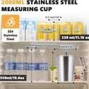 Stainless Steel Measuring Cup with Lid 2L 70 OZ, Large Mouth Graduated Beakers Metal Pitcher with Marking and Handle