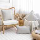 Throw Pillow Covers 22x22 Set of 2 Striped Fringe Pillow Cover Farmhouse Cushion Covers with Tassel Neutral Boho Pillows Decorative Square Pillowcase for Couch Sofa Bed, Grey