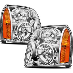 Headlights Assembly Replacement for 2007 2008 2009 2010 2011 2012 2013 2014 GMC Yukon/ Yukon XL 1500 2500 Halogen Headlamp Factory Style,Driver and Paseenger Side