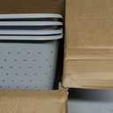 Amazon Basics Decorative BPA-Free Plastic Storage Baskets, 13.66 x 11.34 x 5.39 in, Grey, 4-Pack
