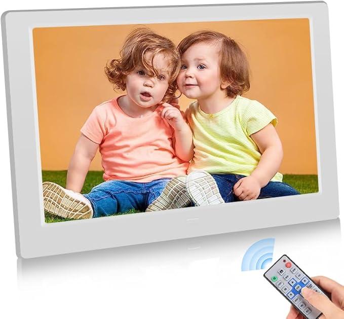 10.1 inch Digital Photo Frame with Remote Control, Electronic Picture Frame Large Display, Share Moments via SD Card and Mini USB, Wall Mountable, 1080P HD Resolution, Builtin Clock & Calendar