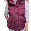 Champion Women's Satin Quilted Puffer Vest With Stand Collar (Medium, Dark Pink)