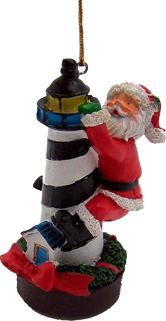 Wowser Nautical Themed Santa on a Lighthouse Christmas Ornament, 4 Inches