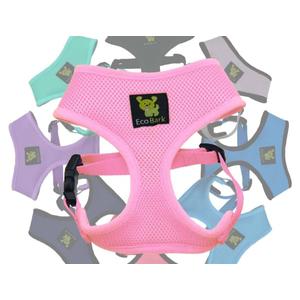 EcoBark Dog Harness - Max Comfort Luxurious Soft Mesh - Over The Head No Pull & No Choke Halter Harness Vest - Eco-Friendly Body Harness - Baby Pink - Size M