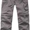 linlon Kids' Cargo Pants, Boy's Casual Outdoor Quick Dry Waterproof Hiking Climbing Convertible Trousers #9016 (Gray)