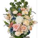 TINGE TIME Free Standing Artificial Rose Flowers Set of 2, Wedding Arch Altar Stage Decorations, Silk Fake Flower for Wedding Centerpiece Archway Aisle Welcome Entrance (DustyRose&NavyBlue)