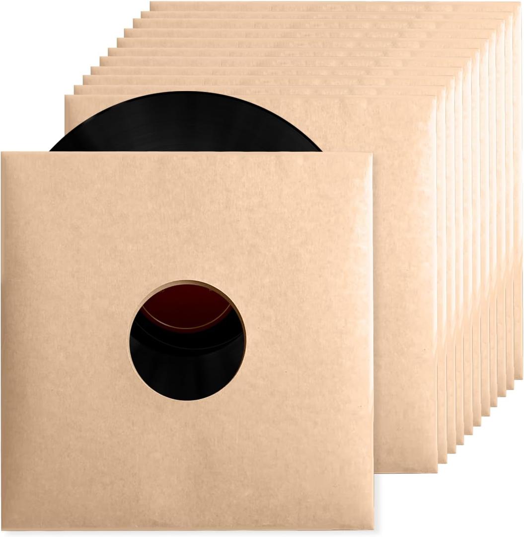 24PCS 12in Vinyl Record LP Jackets,Thick 350gsm Cardboard Vinyl Record Covers with Kraft Finish, Album Covers Record Jacket, Blank Album Jackets for Records Inner & Outer Sleeves (Brown)
