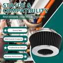 AUTOKAY Universal Clamp-On Air Filter Round Reverse Tapered Washable Filter 3 in/3.5 in/4 in Flange ID, 2.625 in (67 mm) Height, 6 in (152 mm) Base, 4.75 in Top, SPE-8161, Black