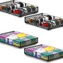 NADAMOO Low Profile Under Bed Storage with Wheels, 4 Pack Rolling Storage Containers, Foldable Metal Organizer Bins