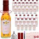 Encheng 5oz Hot Sauce Bottles with Lids,Clear Woozy Bottles with Shrink Capsules,Small Wine Making Bottle With Lid for Bottling,Empty 5oz Glass Vanilla Extract Bottle With Red Caps Set of 25