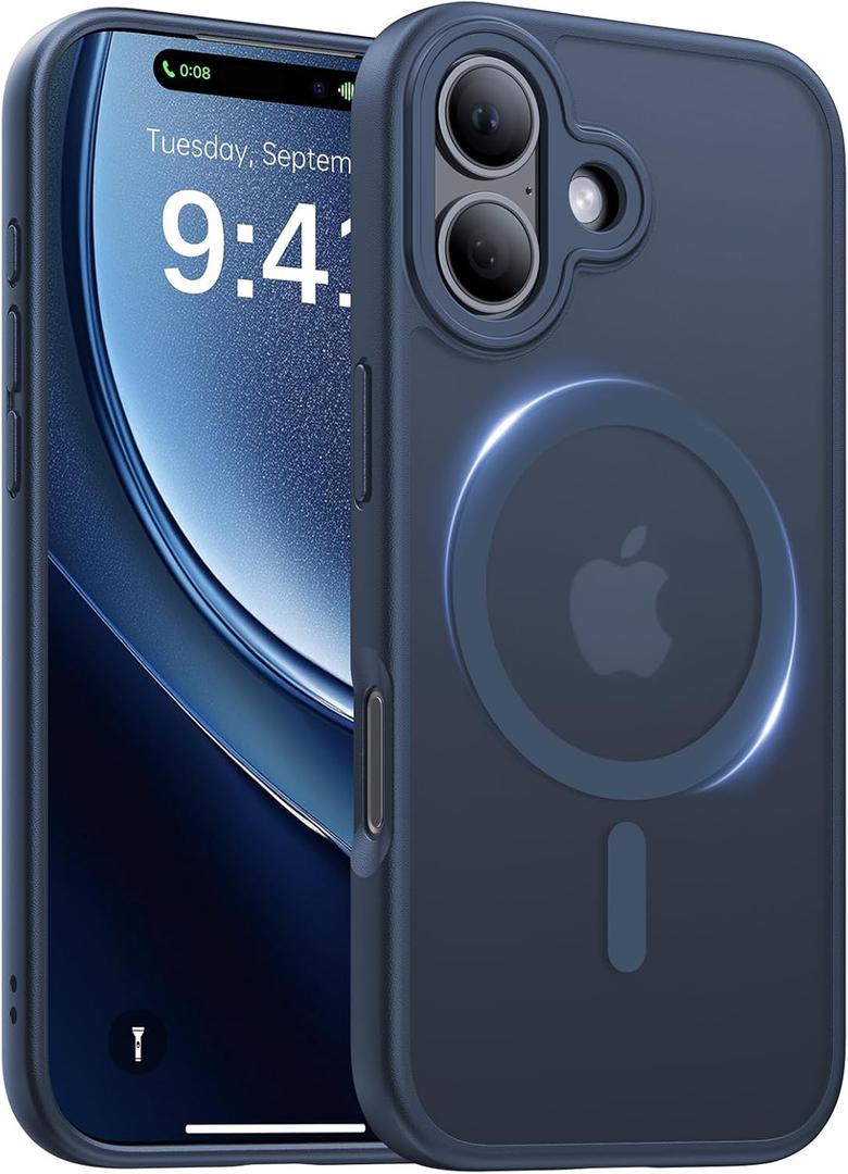Magnetic for iPhone 17 Case,[Anti-Slip][Compatible with MagSafe][Military Grade Drop Protection] Shockproof Protective Translucent Matte Phone Case for iPhone 17 Case,Midnight Blue