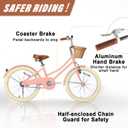 Glerc Little Molly 20 Inch Kids Bike, Retro Cruiser Girls Bike for Children Ages 7-13 Years Old, ‎Kids Bicycle with Wicker Basket & Kickstand, Peach