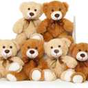 MorisMos 6Pcs Teddy Bears Bulk Baby Shower, 14inch Cute Teddy Bear Stuffed Animals Plush, Small Stuffed Bears on Centerpiece Baby Shower, Brown, Dark Brown