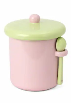 Core Kitchen Ceramic Jar with Spoon - Pink Holds 23.5 oz.