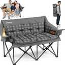 Double Camping Chair for Adult,Heavy Duty Padded Loveseat Chair,Gray