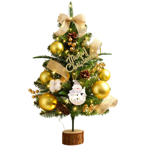 Tabletop Christmas Tree, 24inch/2ft Mini Christmas Tree, Tabletop Small Xmas Tree for Holiday Indoor DIY Christmas Decoration (Gold)