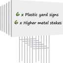 Blank Yard Signs with Stakes, Remiawy 6 Pack Lawn Signs Corrugated Plastic 17x12 Inches Custom Double Sided for Yard Sale Sign Outdoor, Garage Sale, Open House, Estate Sale, Guidepost, Birthday Party