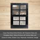 Yuzzy 14" x 21" Shed Windows with Tempered Glass and Fiberglass Screen, 2 Pack Small Sliding Windows for Shed, Chicken Coop, Playhouse, Household, Garage, Barns (Black)