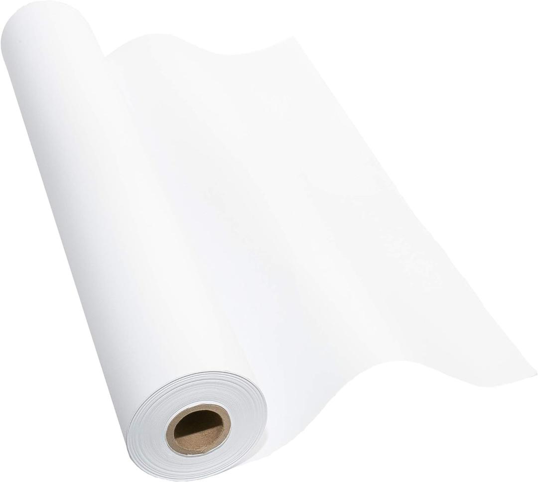 Made in USA White Kraft Paper Wide Jumbo Roll 30" x 1200" (100ft) Ideal for Gift Wrapping, Art &Craft, Postal, Packing Shipping, Floor Protection, Dunnage, Table Runner, 100% Recyclable Material (1 Count (Pack of 1), white)