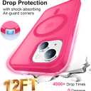 5 x Designed for iPhone 14 Case,iPhone 15 Case with Magnetic [12 FT Military Drop Protection] [Compatible with Magsafe] Slim Translucent Matte Shockproof with Anti-Fingerprint Phone Case, Hot Pink