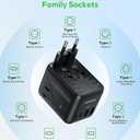 MOMAX Mini 7-in-1 Universal Travel Adapter, GaN 70W Dual AC, 3 USB-C & 2 USB-A, Travel Essentials for 200+ Countries International Charger for Laptop, Phone, US/EU/UK/AU Plug