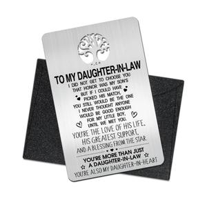 To My Daughter in Law Wallet Card, Engraved Metal Wallet Insert Card Love Note from Mother-in-law for Daughter in Law, Christmas Anniversary Birthday Bride Wedding Gifts for Daughter-in-law