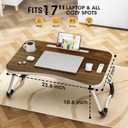 Folding Lap Desk, 23.6 Inch Wood Laptop Bed Desk with Cup Holder, Portable Bed Table for Working Writing Reading, Eating for Bed, Floor, Sofa, Couch - Brown