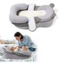 Baby Feeding Pillow, Anti Overflow Feeding Pillow for Reducing Spit-Up, Safety Nursing Pillow, Baby Lounger Reflux Wedge Breastfeeding, Removable top and Bottom, Gray 