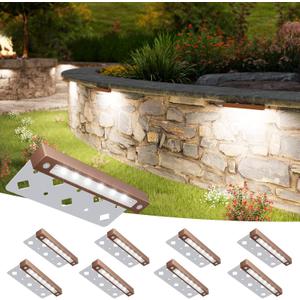 8 Pack 7 Inch Retaining Wall Lights, Waterproof LED Hardscape Lighting, Cuttable Low Voltage Landscape Lighting, 12V Paver Lights, 3W Outdoor Step Lights, 5000K Daylight, ETL
