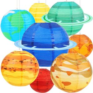 Space Planet Paper Lanterns 8PCS Solar System Hanging Decor Out of This World Outer Space Party Decorations for Kids Astronaut Theme Party Supplies Galaxy Earth Home Birthday Decorations