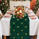 2 x Christmas Table Runner 13x73 Inch, Xmas Pine Trees Winter Holiday Decorative Farmhouse Table Decorations for Kitchen Dinning, Indoor Outdoor Dinner Party Decor (Green, One Size)