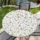 COTAIL Round Tablecloth with Elastic Edge, 36-60Inch Waterproof Table Cloth for Dinner, Outdoor, Picnic, 36inch, Cherry and Blueberry