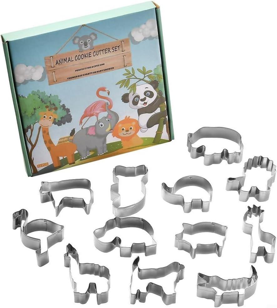 Stainless Steel Cookie Cutters Set 12 Pieces - Easter Decorations Baking Tools, Sturdy Versatile Shapes for Cookies Pastries, Easy Clean Dishwasher Safe with Storage Box(Animal 12pcs)
