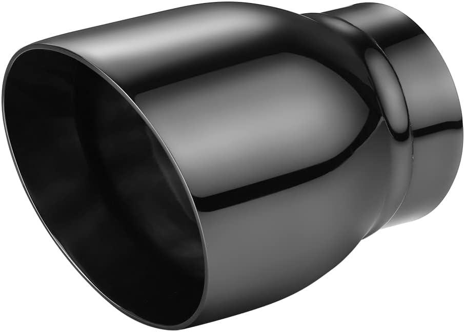 A-KARCK Double Wall Exhaust Tips Black Chrome 2.5" Inlet, Muffler Tip with Never Fading and Peeling Coating, 2.5" Inlet 3.5" Outlet 5" Long Resonator Exhaust Tip Welding-On