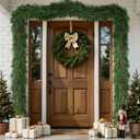 SHareconn 9FT Lush Norfolk Pine Garland Decorations, Thick Real Touch Artificial Greenery Garland for Mantle Fireplace Table Stairs Railing Front Door Indoor Outdoor Holiday Christmas Decor, Green