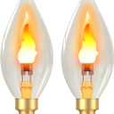 Hompavo Upgraded Flame Light Bulbs, E12 Chandelier Base Candelabra Flickering Fire Light Bulb, Clear Candle Light for Halloween Christmas Party Porch Indoor Outdoor Home Decorations - C35/2 Pack