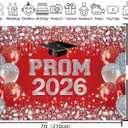 Red and Silver Prom 2026 Graduation Backdrop Class of 2026 Congratulations Grad Party Decoration Graduation Students Photography Banner Decor Supplies (red, 7x5ft)