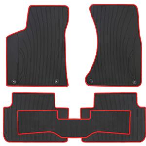 Car Floor Mat Rubber Custom Fit for Porsche Macan 2025 2024 2023 2022 2021 2020 2019 2018 2017 2016 2015 2014 Black Red Auto Floor Liners All Weather Heavy Duty Odorless (2014-2025 Porsche Macan Floor Mats, Red Edge)