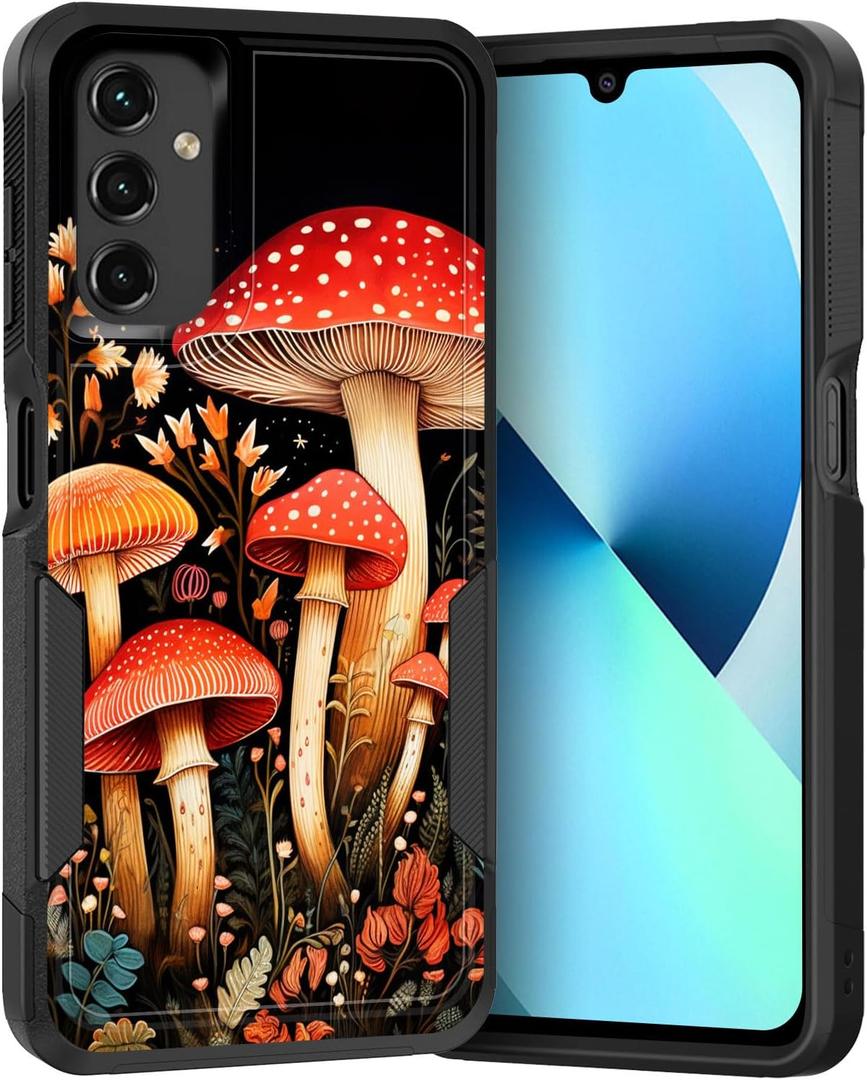 for Galaxy A14 5G Case, Dual Layer Hybrid Heavy Duty Rugged Shockproof Hard PC +Soft Silicone Protective Case for Samsung Galaxy A14 5G,Mushrooms Forest