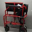 Medline Ultra Lightweight Transport Wheelchair for Adults, Foldable, 19-Inch Seat Width, Red Frame, Black Upholstery