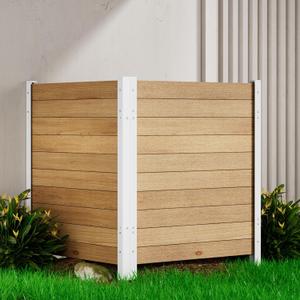 Air Conditioner Fence 2 Panel 42'H 38'W Wood Outdoor Privacy Wall, Pool Equipment Enclosure, Trash Can Enclosures, White Aluminum Fence Post