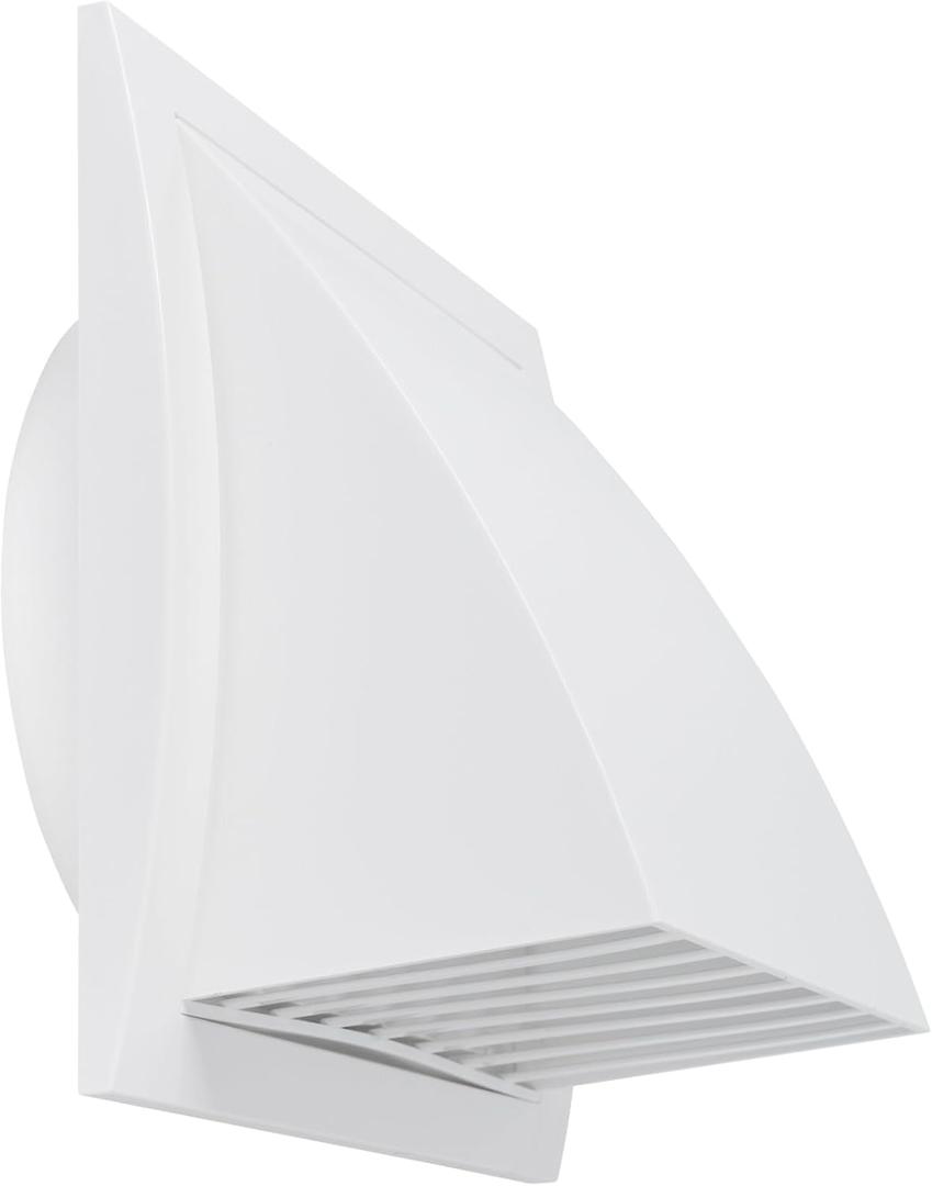 Repa Market 6 Inch White Dryer Vent Hood - Duct Cover for Walls - ABS Plastic Protection Hood With Rain Cover and Backdraft Damper - Exhaust and Dryer Vent Covers for Indoor & Outdoor Use