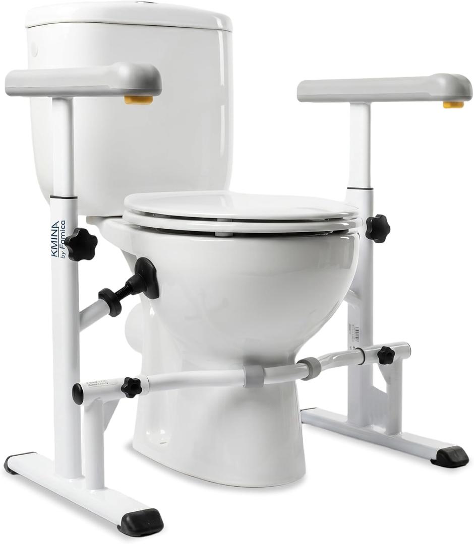 KMINA Toilet Safety Rails for Seniors, Adjustable Frame with Grab Bars