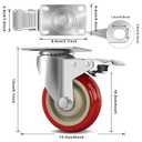 4 Inch Heavy Duty Swivel Caster Wheels with Brake, Set of 4, Industrial Locking Rolling Plate Casters Wheels for Furniture, Cart, Table and Workbench, Easily Load 2200lbs
