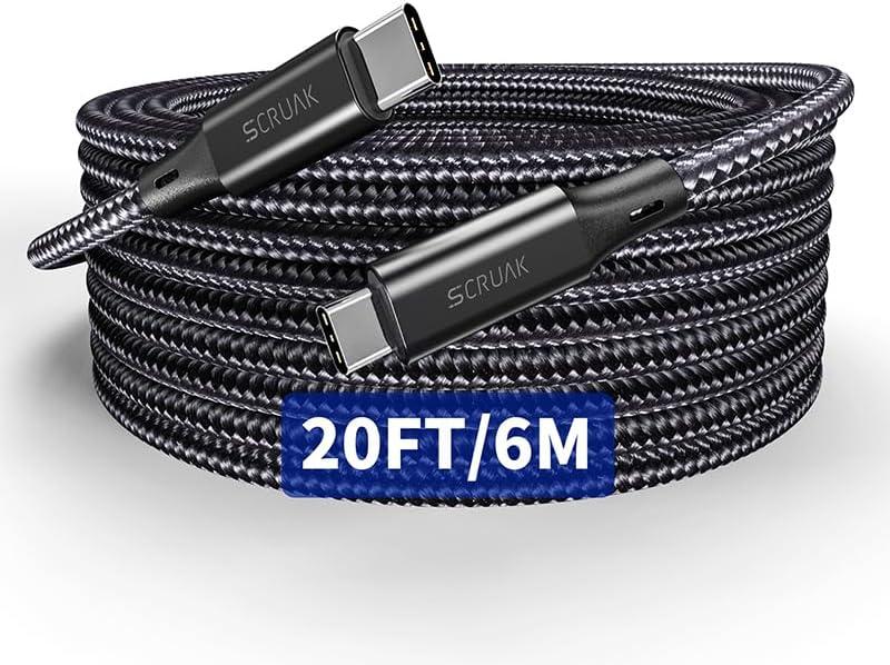 Extra Long iPhone 16 17 Charger Cable 20Ft, 16 Feet USB C to C Cable Fast Charging Nylon Braided iPhone 16 17 USB C Charger Cord for iPhone 16/17 Plus,16/17 Pro,16/17 Pro Max/iPad Pro/Air/Min 6